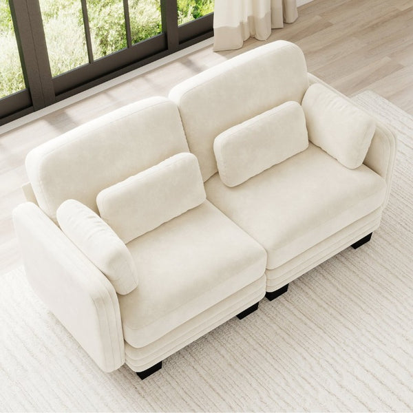 English Elm Channel Tufted Chenille Modular Loveseat Sofa with Curved Back for Living Room W5656S00201