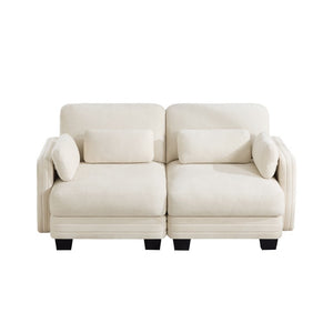 English Elm Channel Tufted Chenille Modular Loveseat Sofa with Curved Back for Living Room W5656S00201