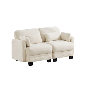 English Elm Channel Tufted Chenille Modular Loveseat Sofa with Curved Back for Living Room W5656S00201