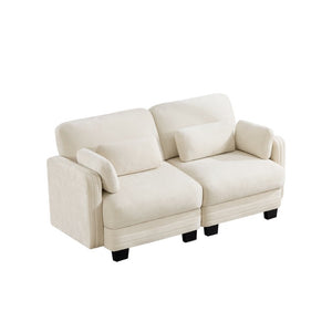 English Elm Channel Tufted Chenille Modular Loveseat Sofa with Curved Back for Living Room W5656S00201
