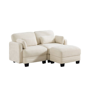English Elm Channel Tufted Chenille Modular Loveseat with Movable Ottoman for Living Room W5656S00202