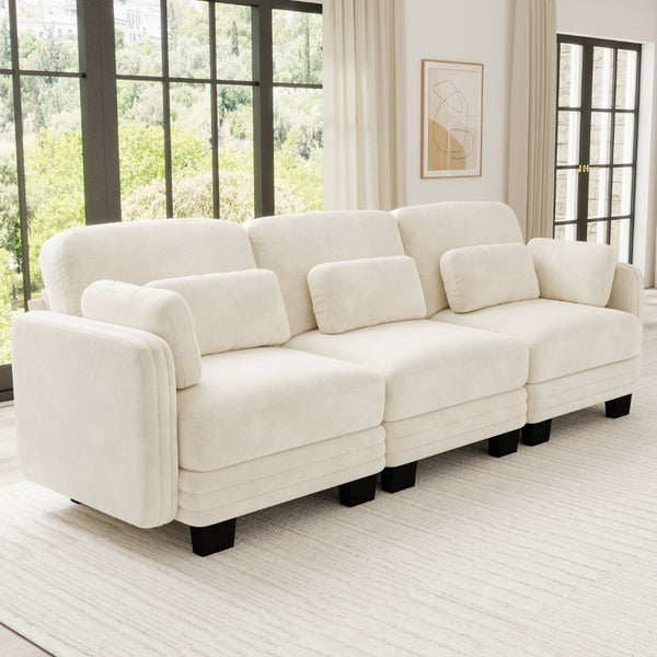 English Elm Channel Tufted Chenille Modular Sectional Sofa with Curved Silhouette for Living Rooms W5656S00204