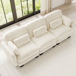 English Elm Channel Tufted Chenille Modular Sectional Sofa with Curved Silhouette for Living Rooms W5656S00204