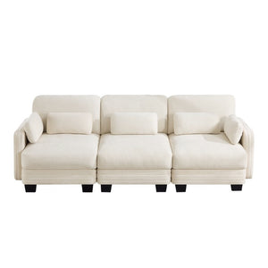 English Elm Channel Tufted Chenille Modular Sectional Sofa with Curved Silhouette for Living Rooms W5656S00204