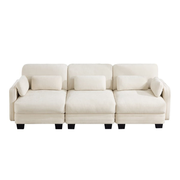 English Elm Channel Tufted Chenille Modular Sectional Sofa with Curved Silhouette for Living Rooms W5656S00204