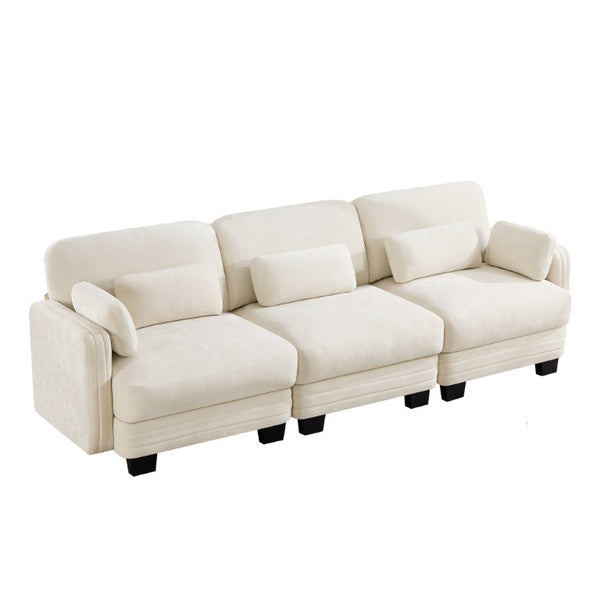 English Elm Channel Tufted Chenille Modular Sectional Sofa with Curved Silhouette for Living Rooms W5656S00204
