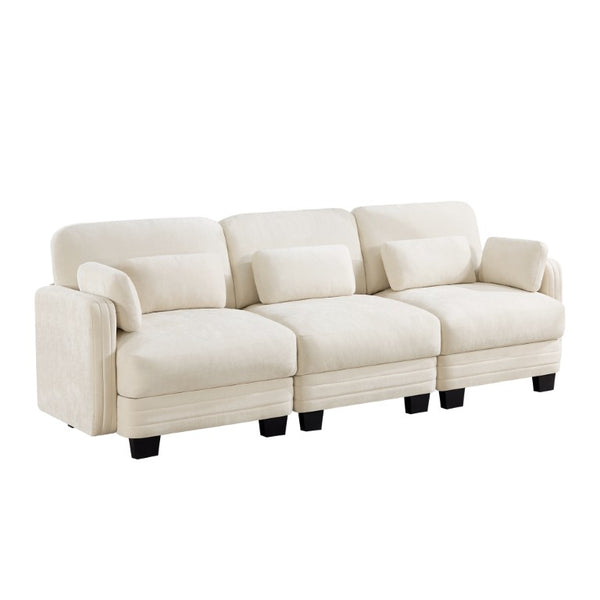 English Elm Channel Tufted Chenille Modular Sectional Sofa with Curved Silhouette for Living Rooms W5656S00204