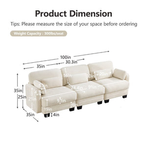 English Elm Channel Tufted Chenille Modular Sectional Sofa with Curved Silhouette for Living Rooms W5656S00204