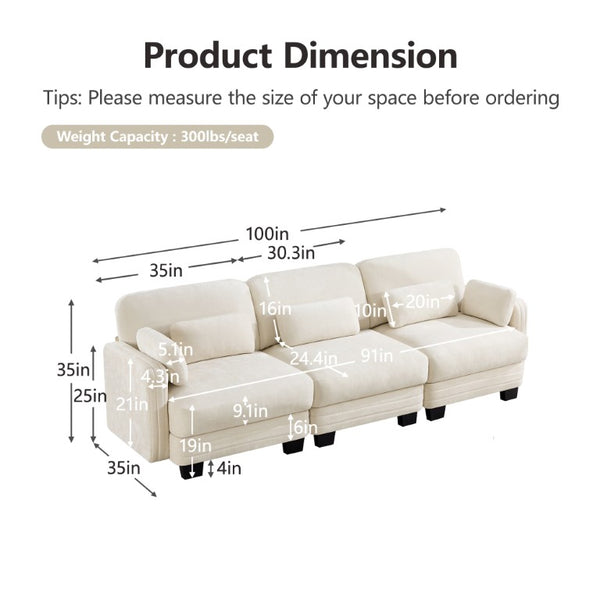 English Elm Channel Tufted Chenille Modular Sectional Sofa with Curved Silhouette for Living Rooms W5656S00204