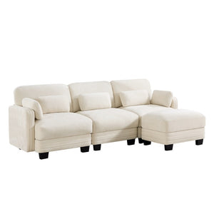 English Elm Channel Tufted Chenille Modular L-Shaped Sectional with Movable Ottoman for Living Rooms W5656S00205