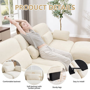 English Elm Channel Tufted Modular Sectional Sofa Chenille Upholstered Four Seat Living Room Couch W5656S00207