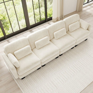 English Elm Channel Tufted Modular Sectional Sofa Chenille Upholstered Four Seat Living Room Couch W5656S00207