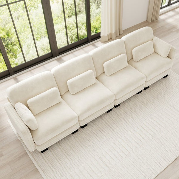 English Elm Channel Tufted Modular Sectional Sofa Chenille Upholstered Four Seat Living Room Couch W5656S00207