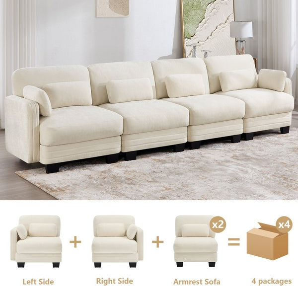 English Elm Channel Tufted Modular Sectional Sofa Chenille Upholstered Four Seat Living Room Couch W5656S00207