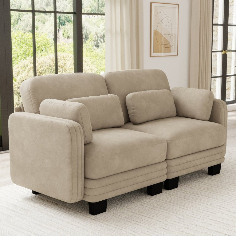 English Elm Channel Tufted Chenille Modular Loveseat Sofa with Ergonomic Cushions for Living Spaces W5656S00210