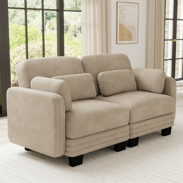 English Elm Channel Tufted Chenille Modular Loveseat Sofa with Ergonomic Cushions for Living Spaces W5656S00210
