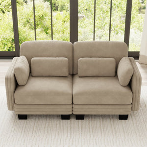 English Elm Channel Tufted Chenille Modular Loveseat Sofa with Ergonomic Cushions for Living Spaces W5656S00210