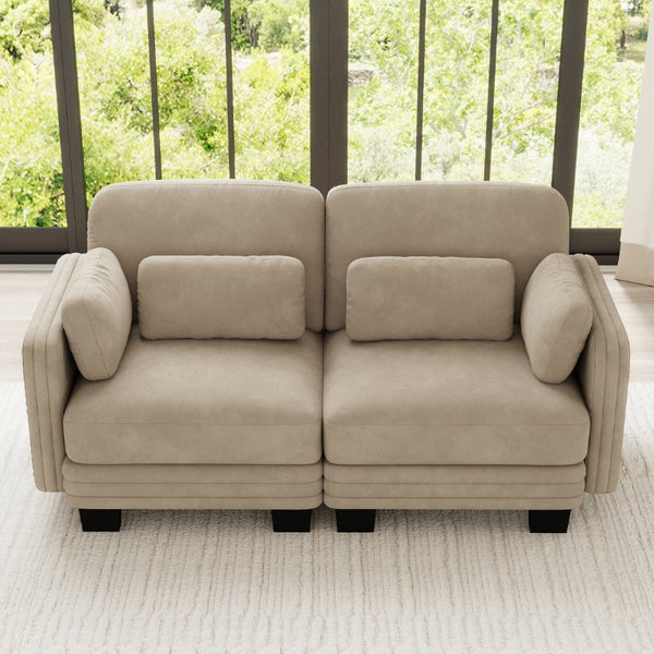 English Elm Channel Tufted Chenille Modular Loveseat Sofa with Ergonomic Cushions for Living Spaces W5656S00210