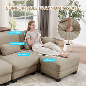 English Elm Channel Tufted Chenille Modular Loveseat Sofa with Ergonomic Cushions for Living Spaces W5656S00210
