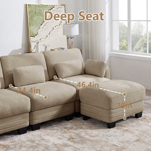 English Elm Channel Tufted Chenille Modular Loveseat Sofa with Ergonomic Cushions for Living Spaces W5656S00210