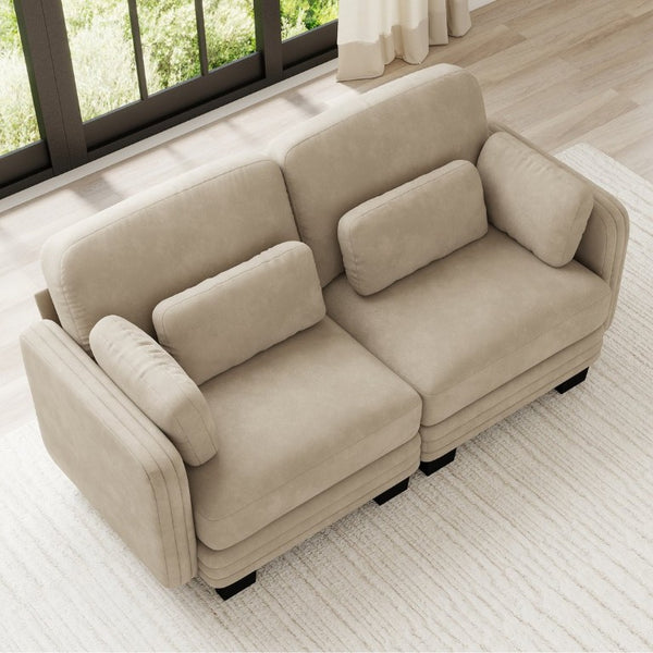 English Elm Channel Tufted Chenille Modular Loveseat Sofa with Ergonomic Cushions for Living Spaces W5656S00210