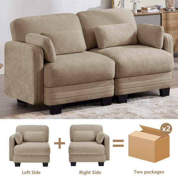 English Elm Channel Tufted Chenille Modular Loveseat Sofa with Ergonomic Cushions for Living Spaces W5656S00210