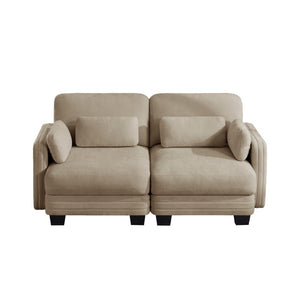 English Elm Channel Tufted Chenille Modular Loveseat Sofa with Ergonomic Cushions for Living Spaces W5656S00210