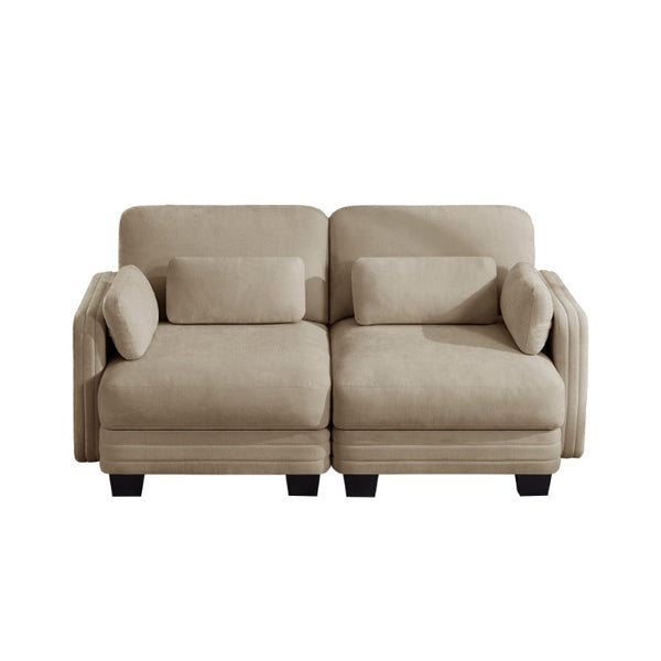 English Elm Channel Tufted Chenille Modular Loveseat Sofa with Ergonomic Cushions for Living Spaces W5656S00210