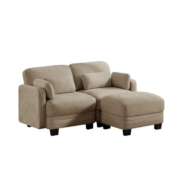 English Elm Channel Tufted Chenille Curved Loveseat with Repositionable Ottoman for Modern Living W5656S00211