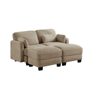 English Elm Channel Tufted Chenille Modular Sectional Loveseat with Ottomans for Modern Living W5656S00212