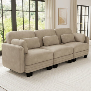 English Elm Channel Tufted Chenille 3 Seat Modular Sectional Sofa Curved Sculptural Living Room W5656S00213