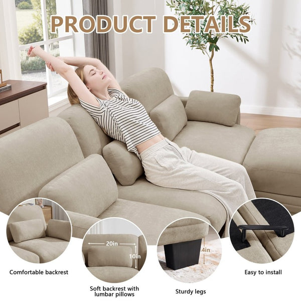 English Elm Channel Tufted Chenille 3 Seat Modular Sectional Sofa Curved Sculptural Living Room W5656S00213