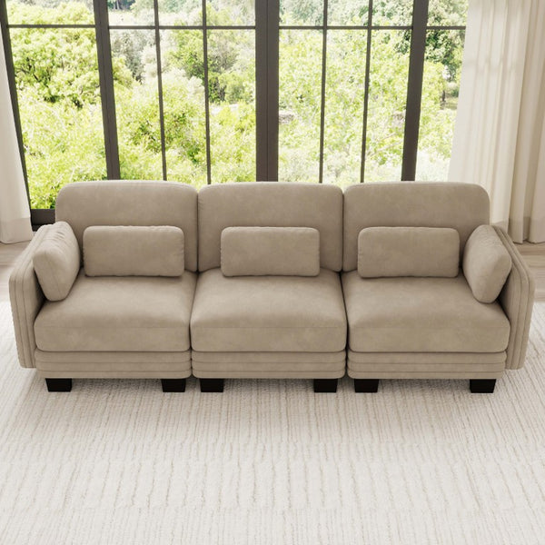 English Elm Channel Tufted Chenille 3 Seat Modular Sectional Sofa Curved Sculptural Living Room W5656S00213