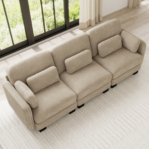 English Elm Channel Tufted Chenille 3 Seat Modular Sectional Sofa Curved Sculptural Living Room W5656S00213