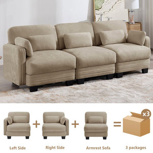 English Elm Channel Tufted Chenille 3 Seat Modular Sectional Sofa Curved Sculptural Living Room W5656S00213
