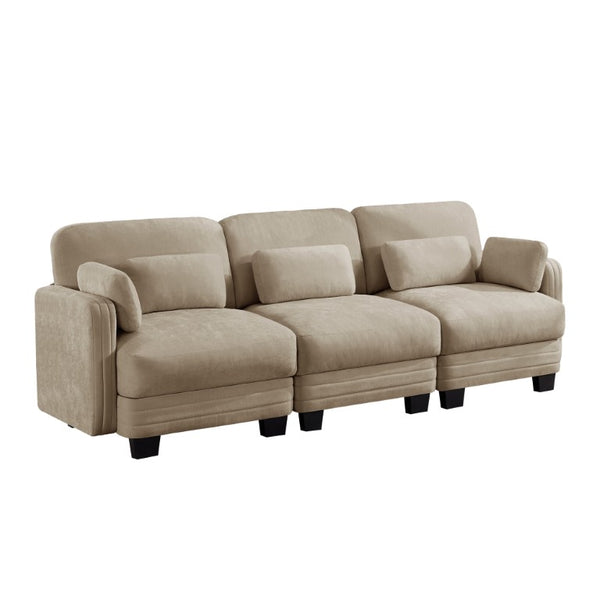 English Elm Channel Tufted Chenille 3 Seat Modular Sectional Sofa Curved Sculptural Living Room W5656S00213
