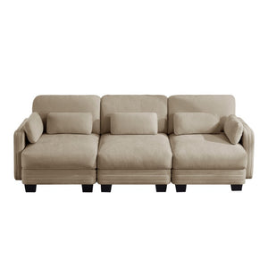 English Elm Channel Tufted Chenille 3 Seat Modular Sectional Sofa Curved Sculptural Living Room W5656S00213
