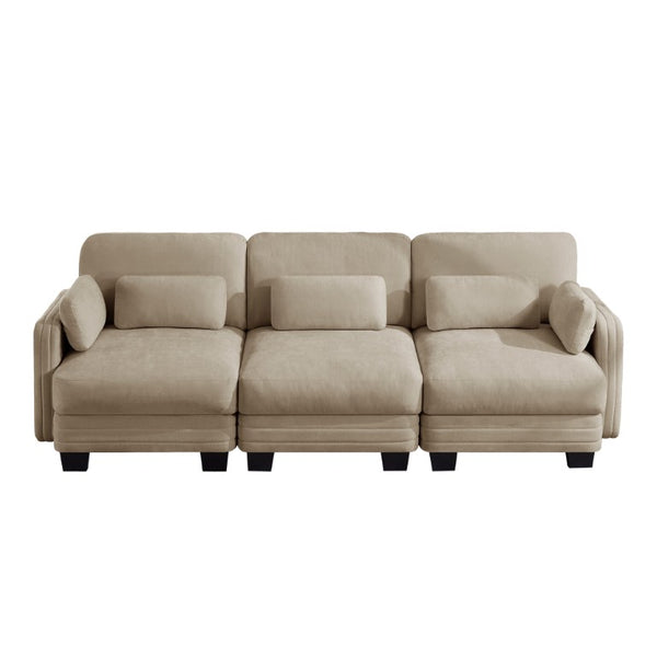 English Elm Channel Tufted Chenille 3 Seat Modular Sectional Sofa Curved Sculptural Living Room W5656S00213