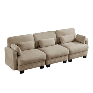 English Elm Channel Tufted Chenille 3 Seat Modular Sectional Sofa Curved Sculptural Living Room W5656S00213