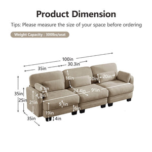 English Elm Channel Tufted Chenille 3 Seat Modular Sectional Sofa Curved Sculptural Living Room W5656S00213