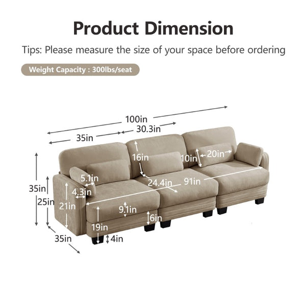 English Elm Channel Tufted Chenille 3 Seat Modular Sectional Sofa Curved Sculptural Living Room W5656S00213