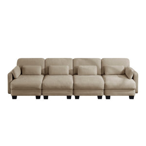 English Elm Channel Tufted Chenille Modular Sectional Sofa Four Seat Curved Living Room Couch W5656S00216