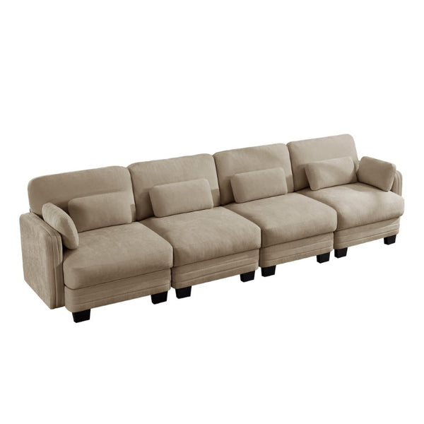 English Elm Channel Tufted Chenille Modular Sectional Sofa Four Seat Curved Living Room Couch W5656S00216