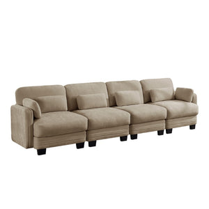 English Elm Channel Tufted Chenille Modular Sectional Sofa Four Seat Curved Living Room Couch W5656S00216