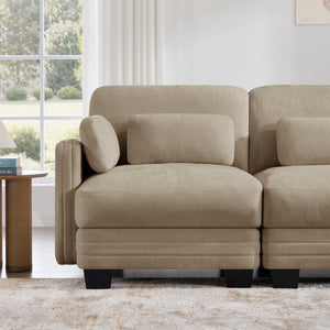 English Elm Channel Tufted Chenille Modular U-Shape Sectional with Movable Ottoman for Living Room W5656S00217