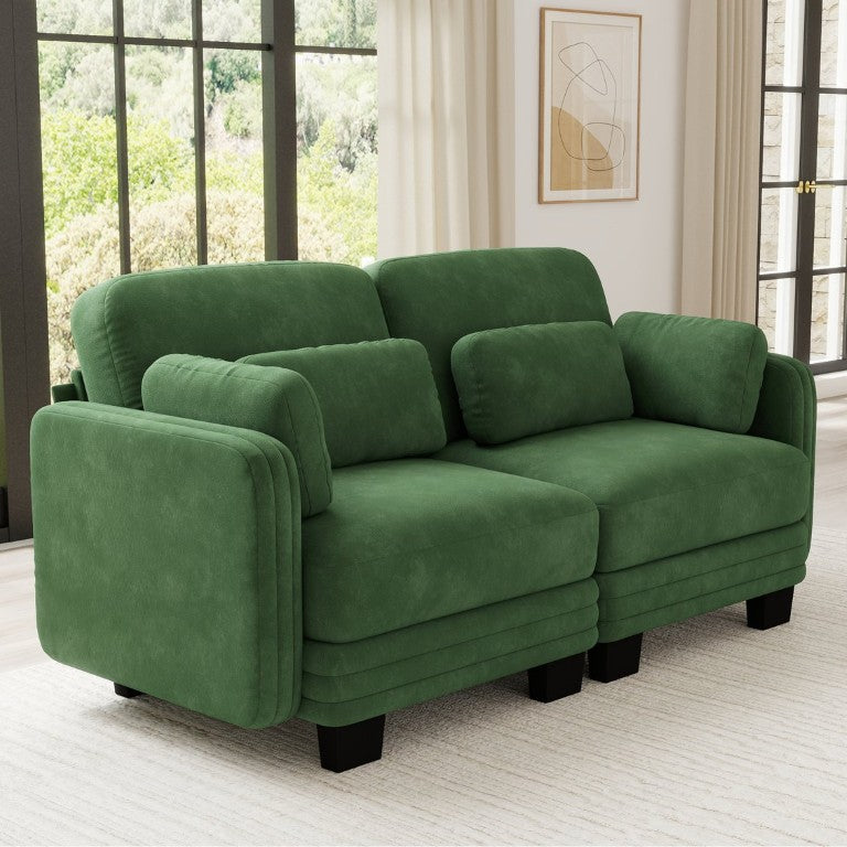 English Elm Channel Tufted Chenille Modular Loveseat with Adjustable Back for Living Rooms W5656S00219