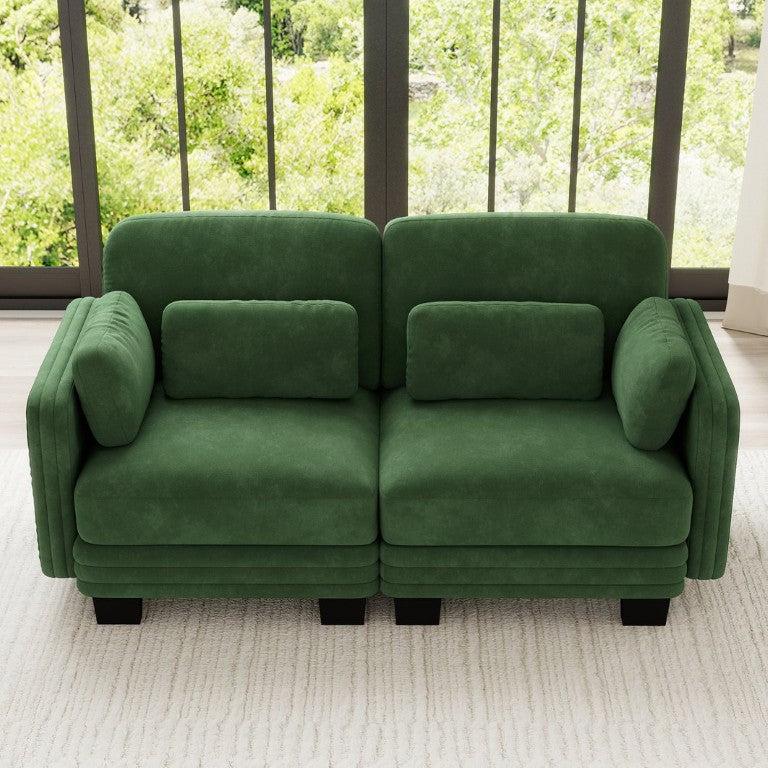 English Elm Channel Tufted Chenille Modular Loveseat with Adjustable Back for Living Rooms W5656S00219