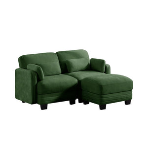 English Elm Channel Tufted Sage Chenille Modular Loveseat with Movable Ottoman for Modern Living W5656S00220