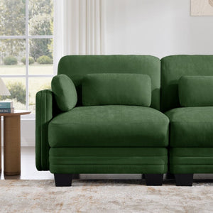 English Elm Channel Tufted Chenille Modular Loveseat with Ottomans Ergonomic Sofa for Living Room W5656S00221