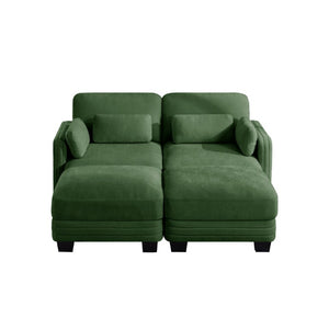 English Elm Channel Tufted Chenille Modular Loveseat with Ottomans Ergonomic Sofa for Living Room W5656S00221